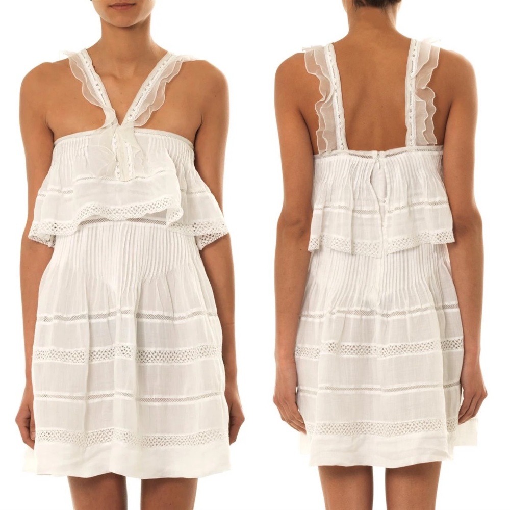Isabel Marant Women's White Obira Vintage Ruffle Ramie Dress